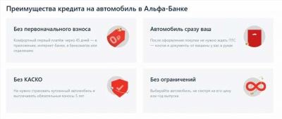 Автокредит Альфа-Банк: до  млн рублей без первоначального взноса