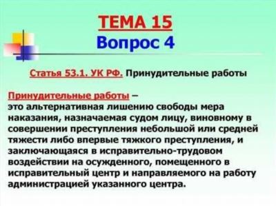 ПРИНУДИТЕЛЬНЫЕ РАБОТЫ: ОСОБЕННОСТИ НАЗНАЧЕНИЯ И ИСПОЛНЕНИЯ