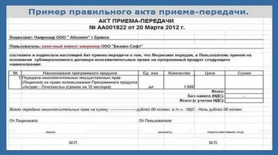 Каким образом оформляется акт приемки товара